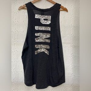 Victoria’s Secret PINK Tank Size L Dark Gray Chill Babe Sequins Beach Summer